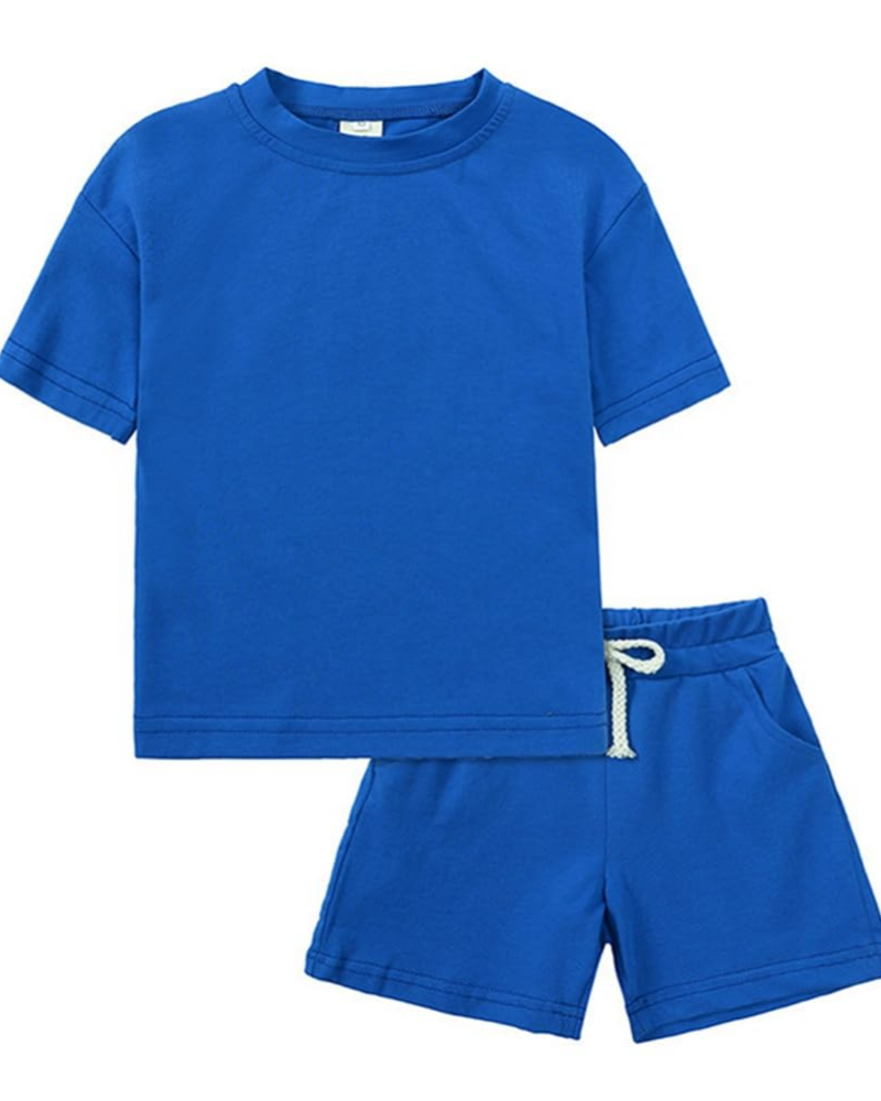 Ethan Kids' Cotton T-Shirt & Shorts Set – 2 Piece Crew Neck Summer Outfit