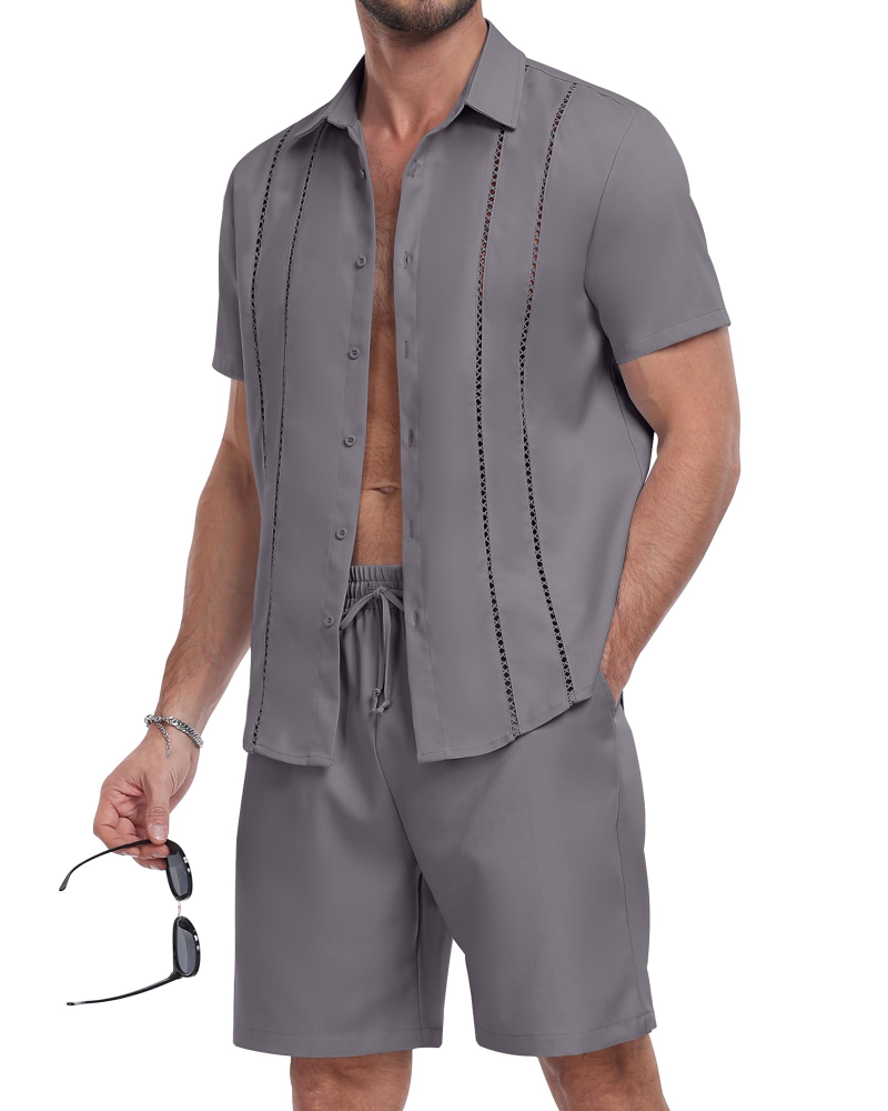 Nathan Men's Shirt & Shorts Set – Button-Up Casual Summer Co-Ord