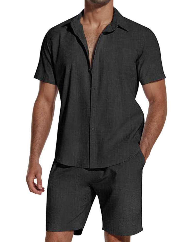 Elliot Men's Cotton Shirt & Shorts Set – Short Sleeve Casual Summer Co-Ord