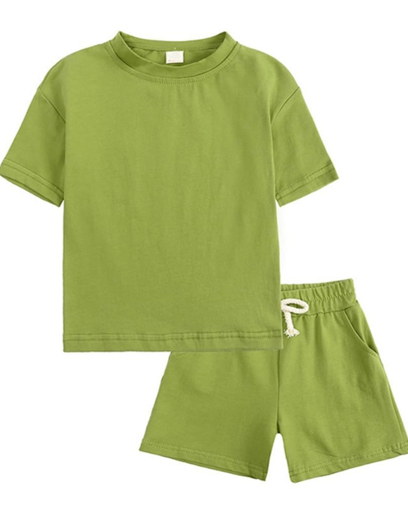 Ethan Kids' Cotton T-Shirt & Shorts Set – 2 Piece Crew Neck Summer Outfit
