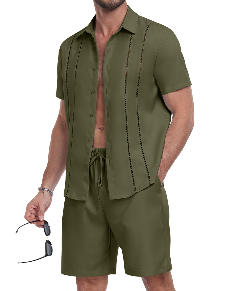 Nathan Men's Shirt & Shorts Set – Button-Up Casual Summer Co-Ord