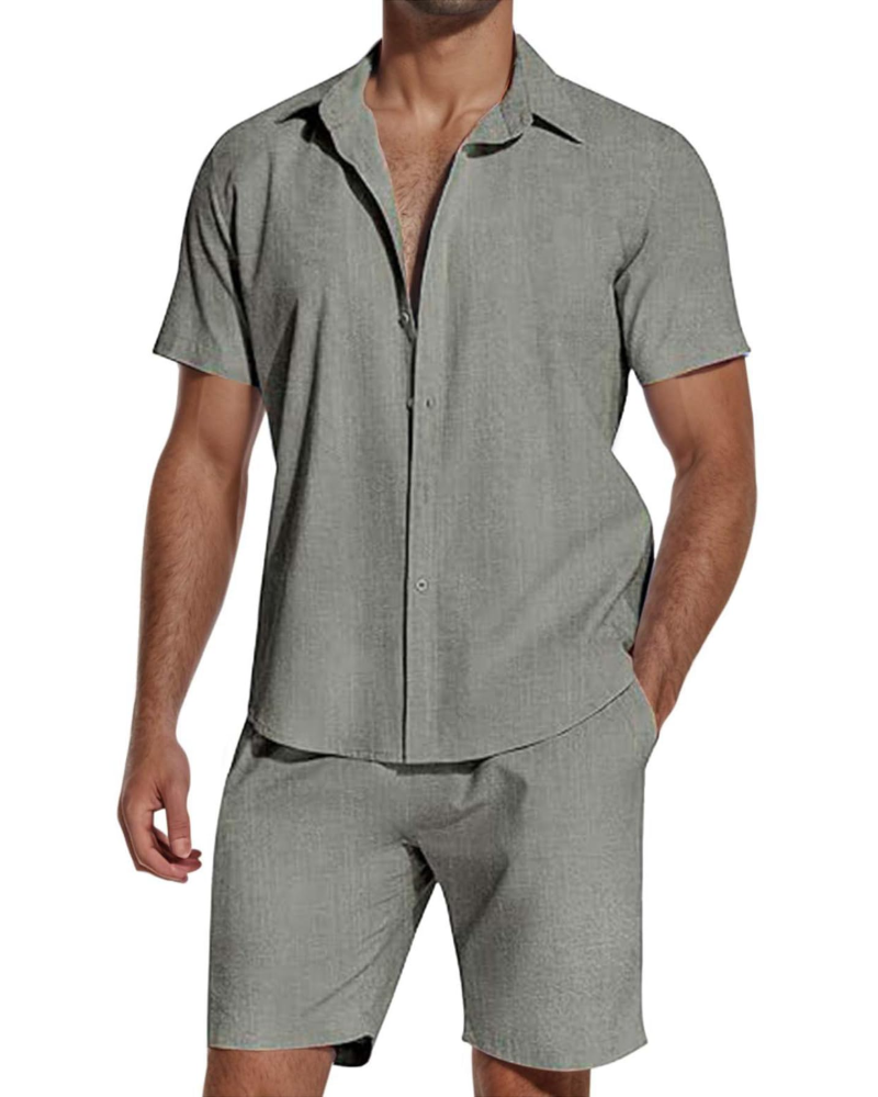 Elliot Men's Cotton Shirt & Shorts Set – Short Sleeve Casual Summer Co-Ord