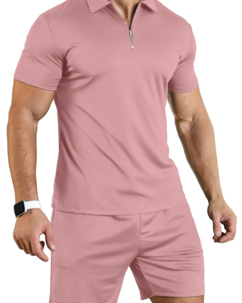Callum Men's Polo & Shorts Set – Zip Neck Casual Sports Co-Ord