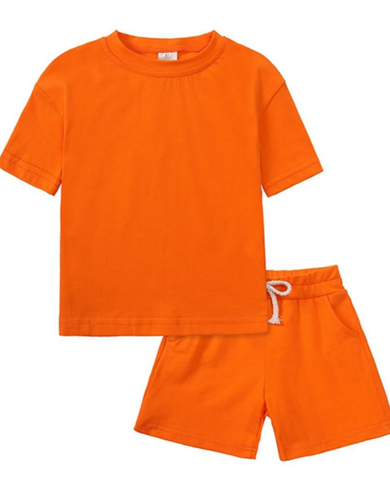 Ethan Kids' Cotton T-Shirt & Shorts Set – 2 Piece Crew Neck Summer Outfit