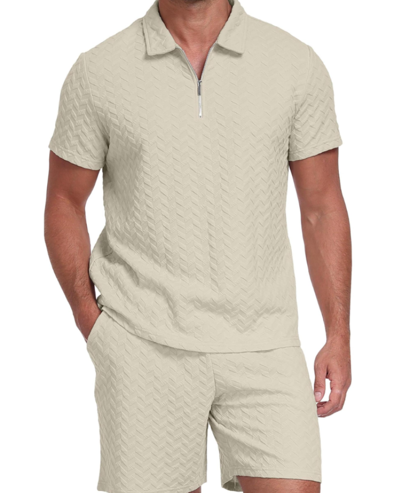 Hamish Men's Polo & Shorts Set – 1/4 Zip Knitted Summer Co-Ord