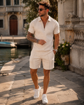 James Men's Summer Set – Cotton Linen Shirt & Shorts Casual Holiday Outfit