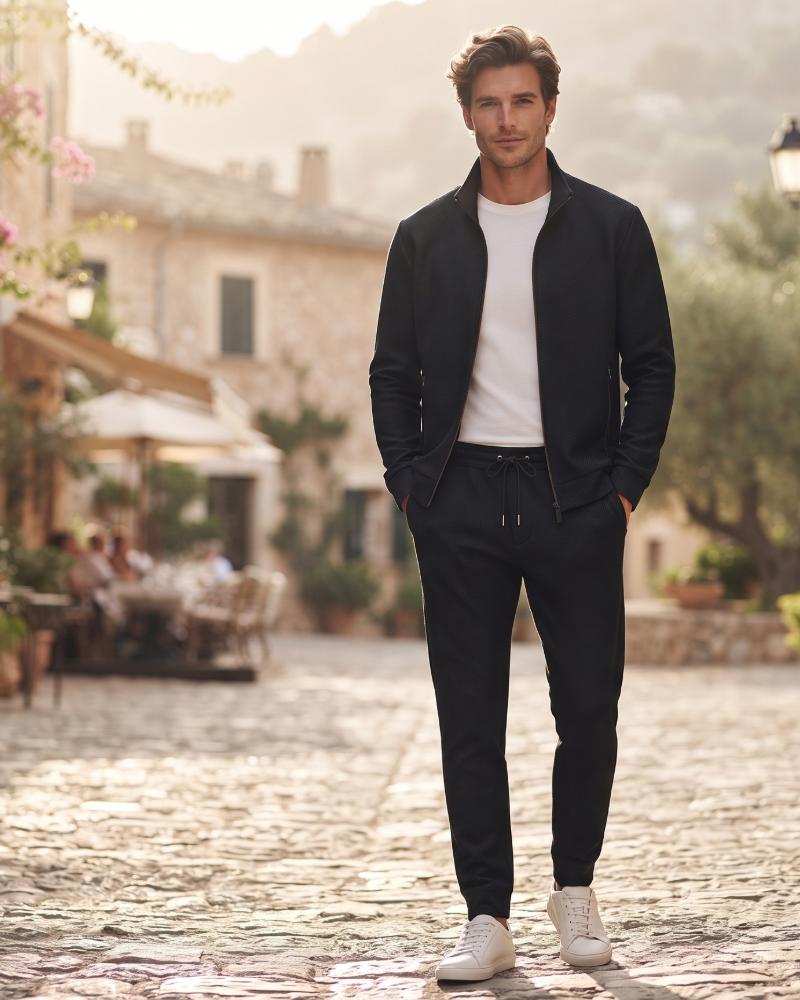 Benjamin Men's Tracksuit Set – Zip Jacket & Tapered Joggers Smart Casual Co-Ord