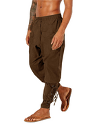 Ronan Men's Cotton Linen Drawstring Trousers – Medieval Viking Casual Pants