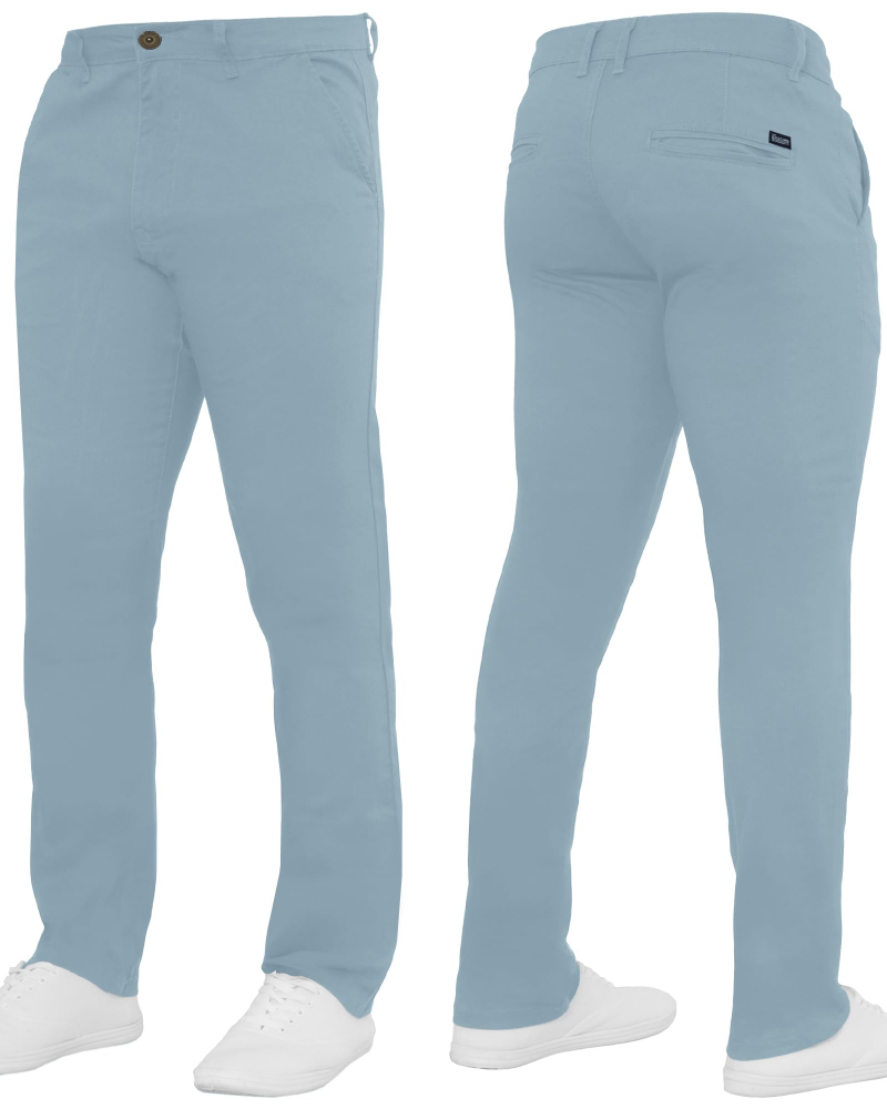 Declan Men's Slim Fit Chino Trousers – Stretch Cotton Zip-Fly Casual Pants
