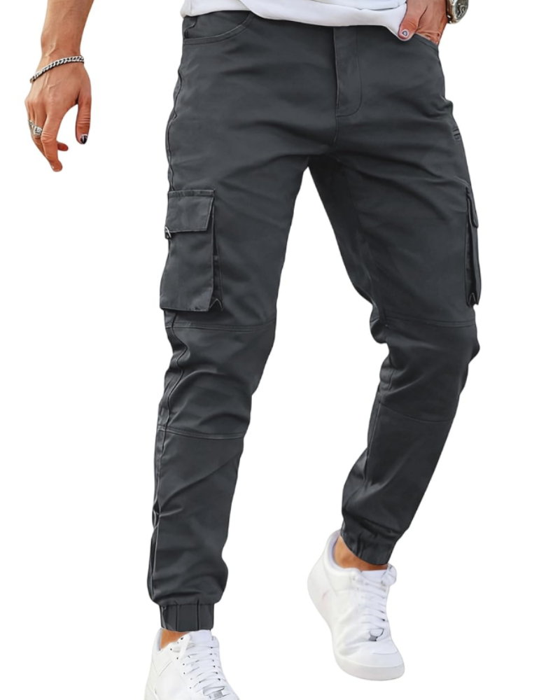 Mitchell Men's Slim Fit Cargo Trousers – Stretch Cotton Work Joggers with Utility Pockets
