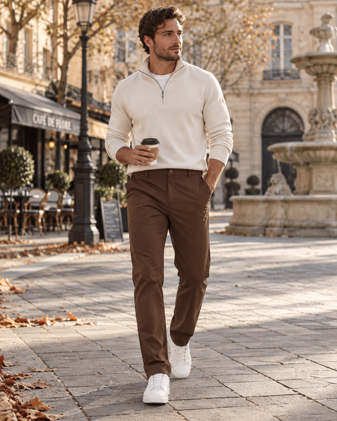 Edmund Men's Straight-Leg Golf Trousers – Smart Casual Pants with 4 Pockets & Belt Loops