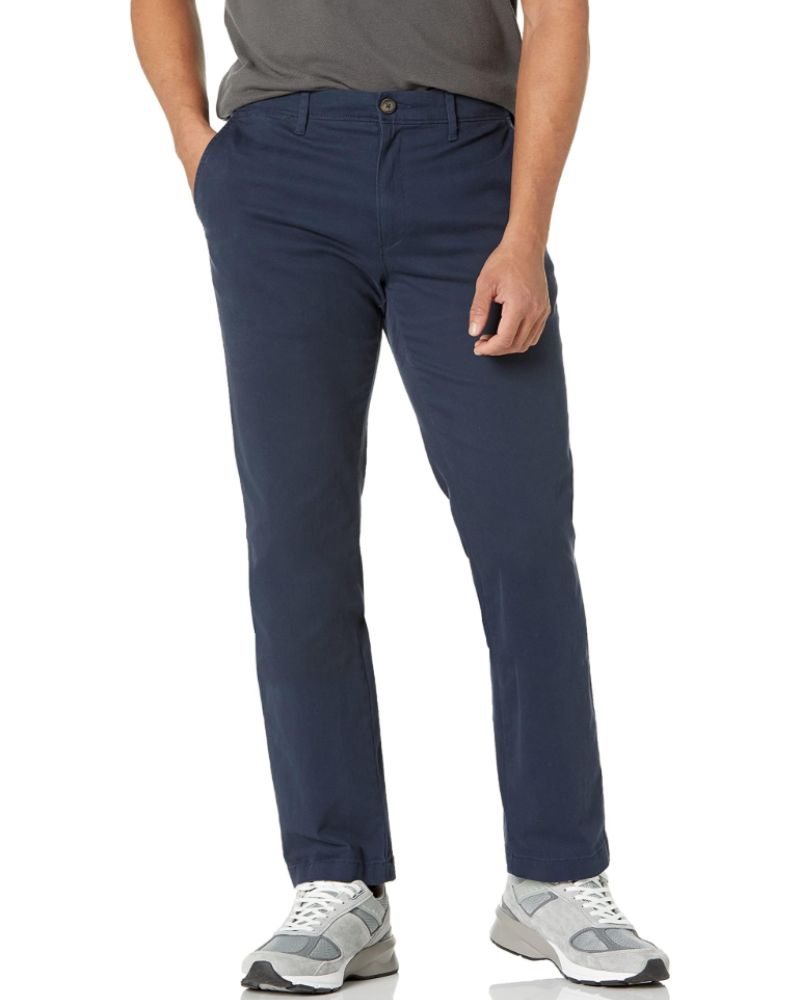 Gavin Men's Slim Fit Chino Trousers – Stretch Cotton Khaki Zip-Fly Casual Pants