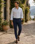 Cole Men's Slim Fit Chino Trousers – Stretch Cotton Zip-Fly Casual Pants