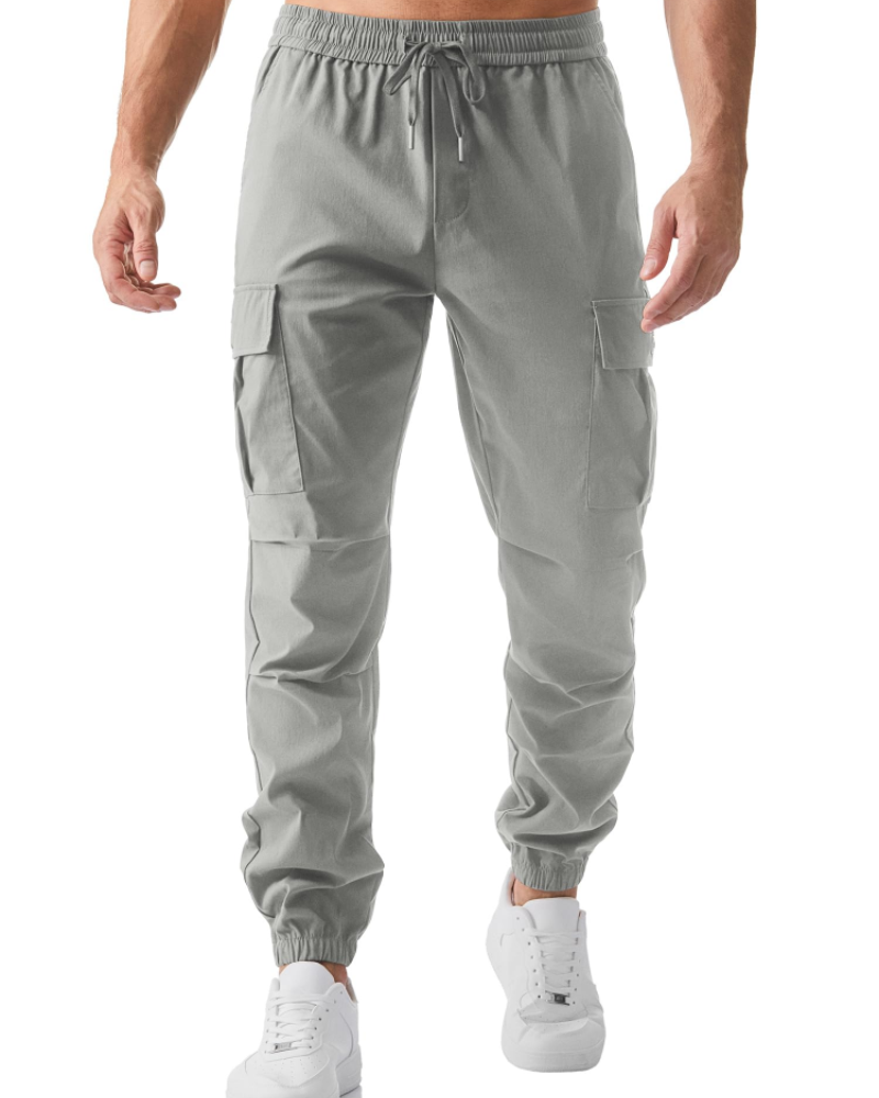 Brendan Men's Cargo Joggers – Regular Fit Stretch Work Trousers with Drawstring Waist