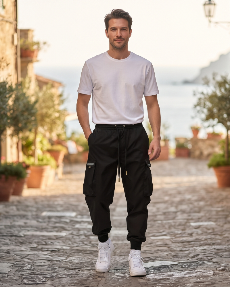 Benedict Men's Cargo Joggers – Elasticated Cuffs, Utility Pockets & Relaxed Fit