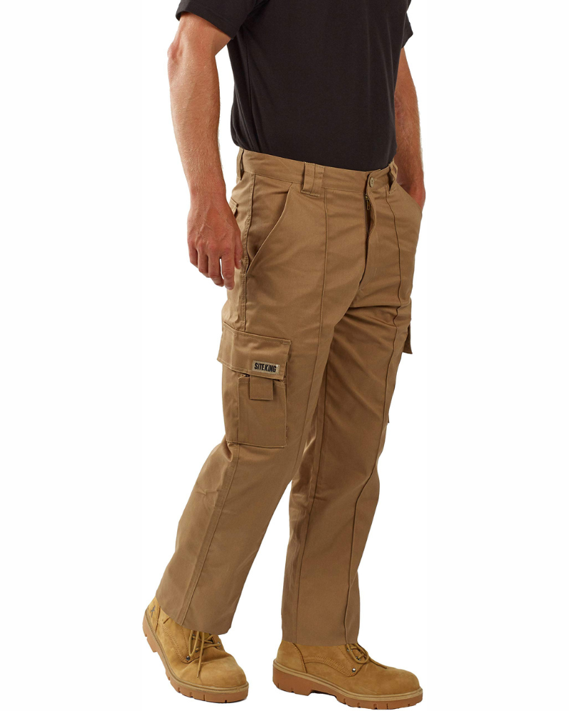 Gareth Men's Cargo Work Trousers – Polycotton Utility Pants with Multi Pockets & YKK Zip