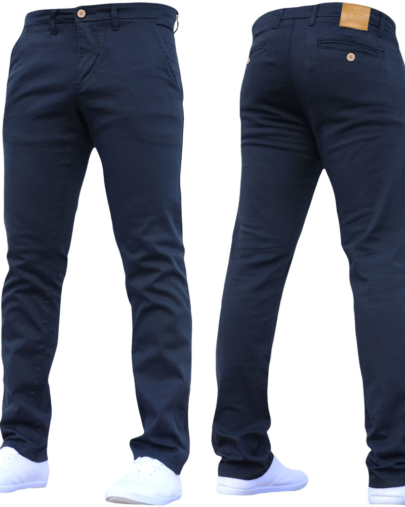 Elliot Men's Slim Fit Chino Trousers – Stretch Cotton Zip-Fly Casual Pants