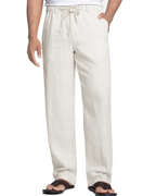 Hayden Men's Linen Blend Drawstring Trousers – Elastic Waist Casual Summer Pants