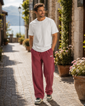 Blake Men's Corduroy Trousers – Loose Fit Drawstring Casual Straight Leg Pants