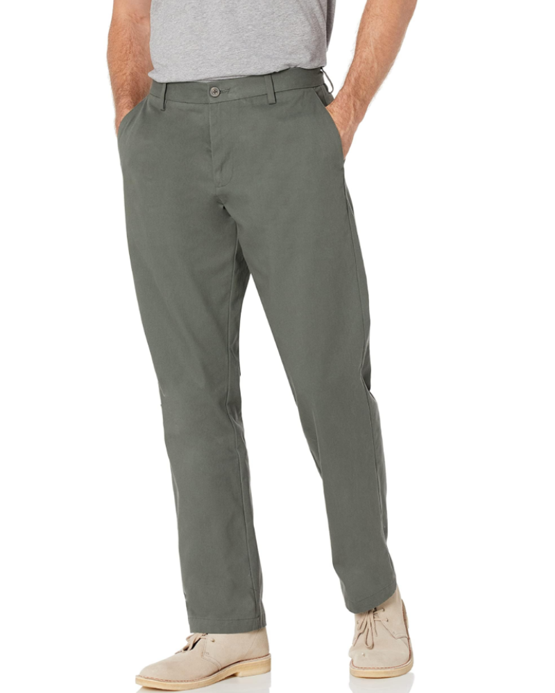 Preston Men's Chino Trousers – Straight Leg Cotton Blend Flat Front Smart Casual Trousers