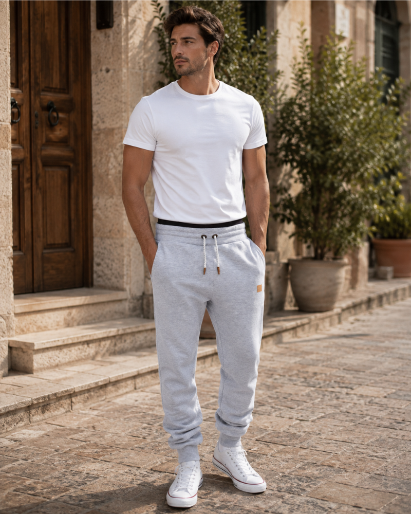 Matthias Men's Cotton Joggers – Stretch Fit, Elastic Waist & Side Pockets