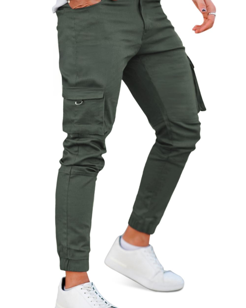 Mitchell Men's Slim Fit Cargo Trousers – Stretch Cotton Work Joggers with Utility Pockets