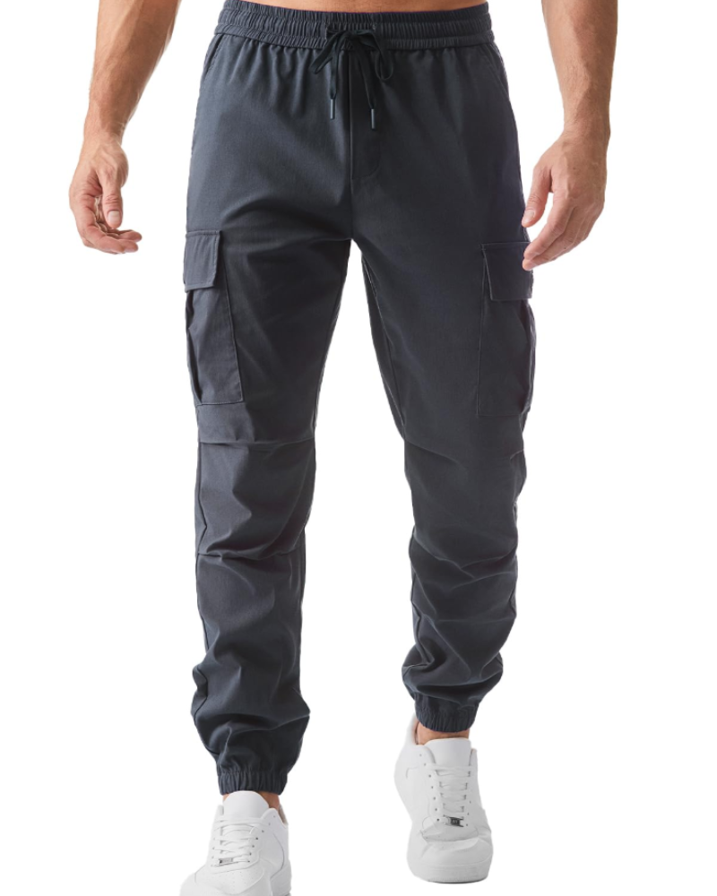 Brendan Men's Cargo Joggers – Regular Fit Stretch Work Trousers with Drawstring Waist