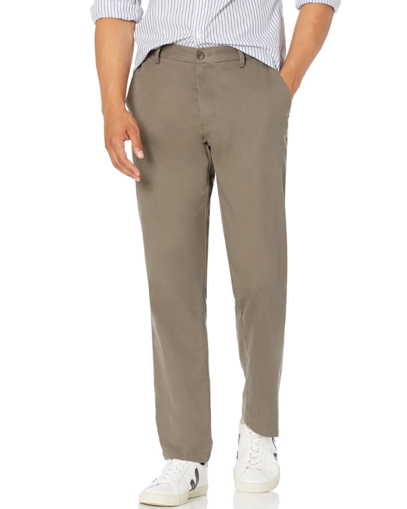 Hudson Men's Straight Fit Chino Trousers – Wrinkle-Resistant Cotton Blend Pants