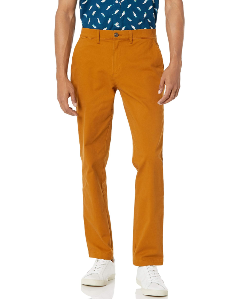 Gavin Men's Slim Fit Chino Trousers – Stretch Cotton Khaki Zip-Fly Casual Pants