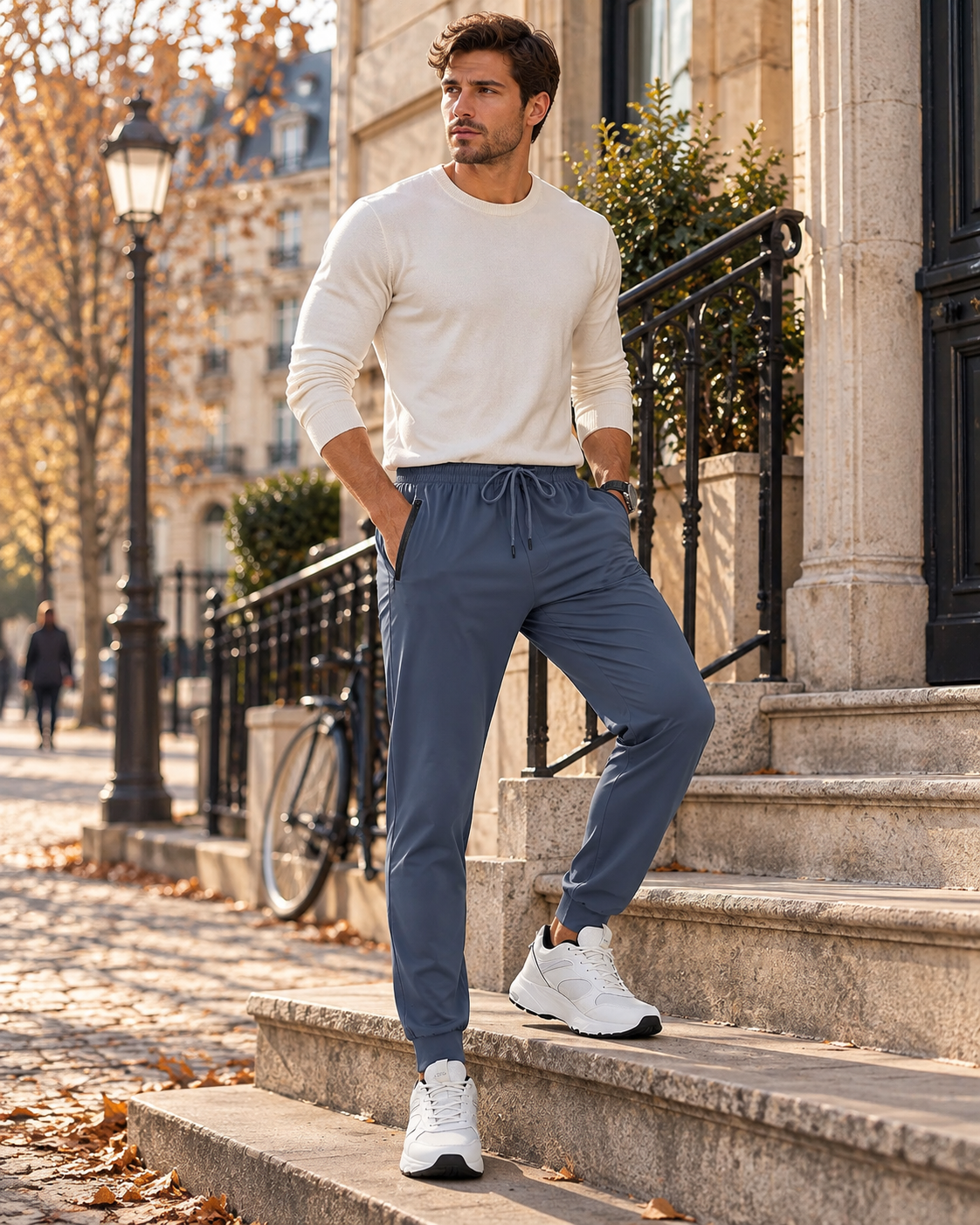 Frederick Men's Joggers – Tapered Stretch Trousers with Cuffed Ankles & Zip Pockets