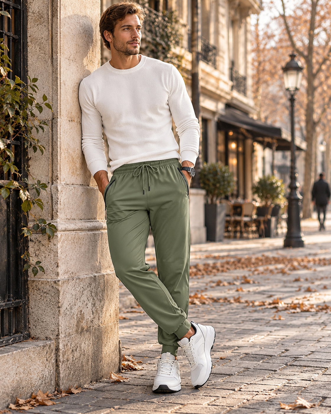 Frederick Men's Joggers – Tapered Stretch Trousers with Cuffed Ankles & Zip Pockets