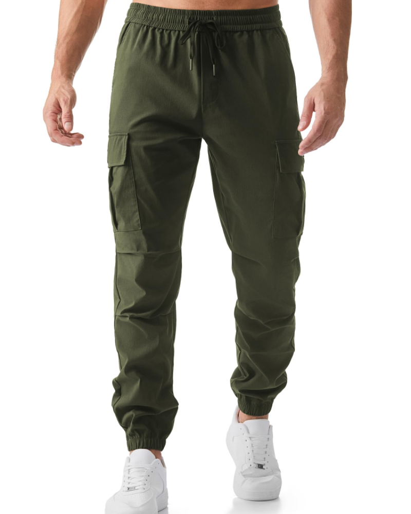 Brant Men's Cargo Joggers – Stretch Drawstring Work Trousers with Side Pockets