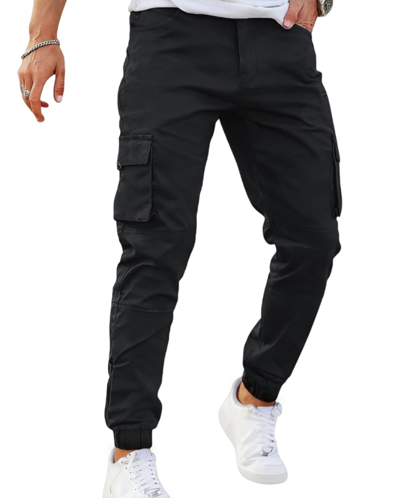 Wyatt Men's Slim Fit Cargo Trousers – Stretch Cotton Work Pants with Utility Pockets