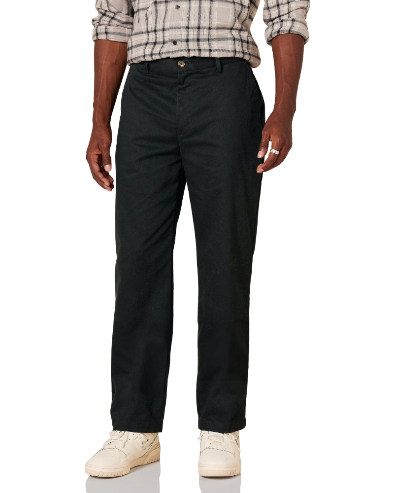 Preston Men's Chino Trousers – Straight Leg Cotton Blend Flat Front Smart Casual Trousers