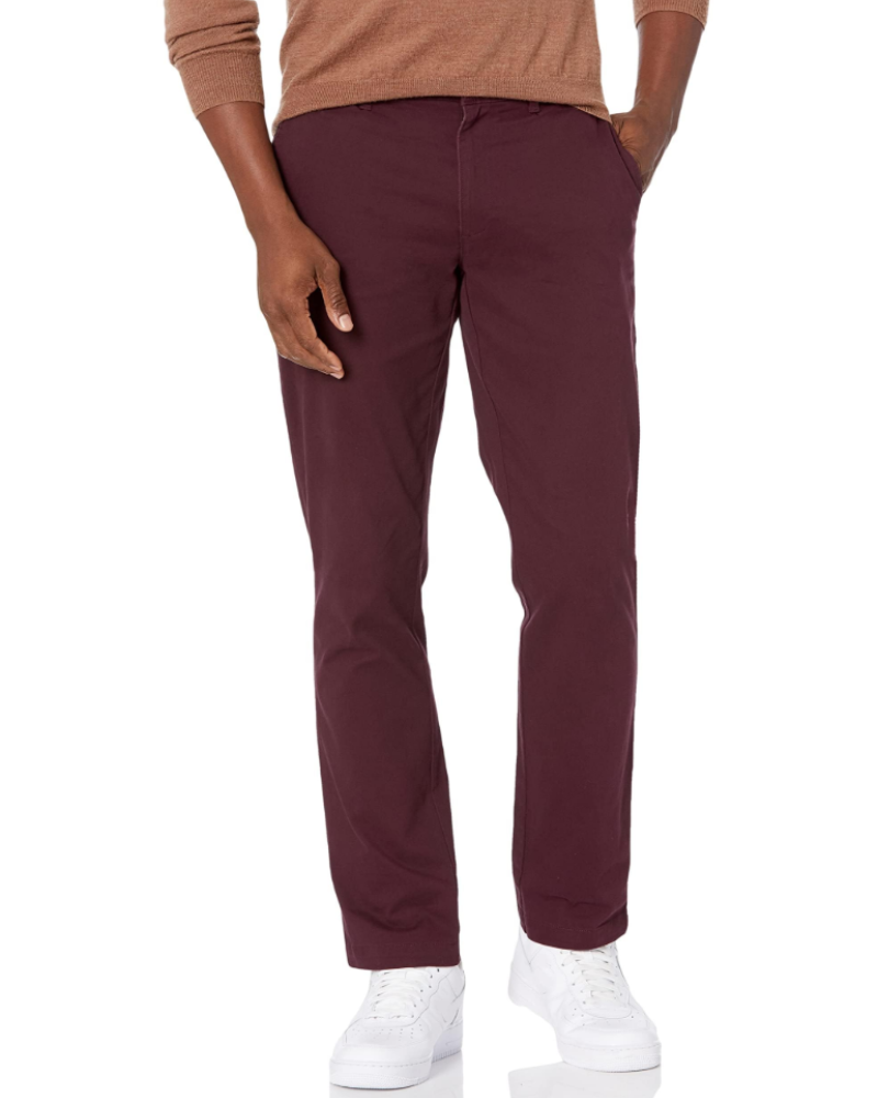 Gavin Men's Slim Fit Chino Trousers – Stretch Cotton Khaki Zip-Fly Casual Pants