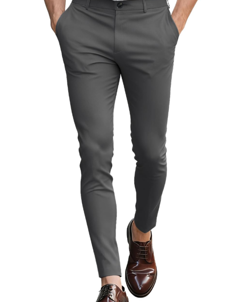 Cole Men's Slim Fit Chino Trousers – Stretch Cotton Zip-Fly Casual Pants