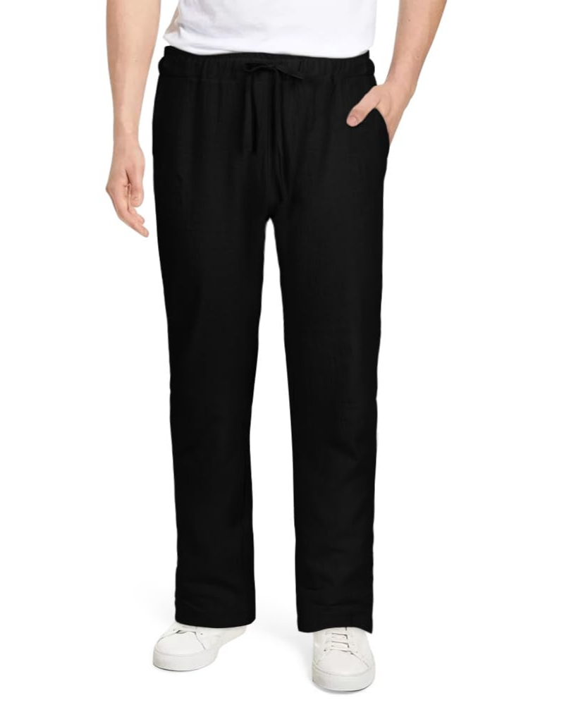 Riley Men's Cotton Linen Drawstring Trousers – Loose Fit Casual Summer Pants