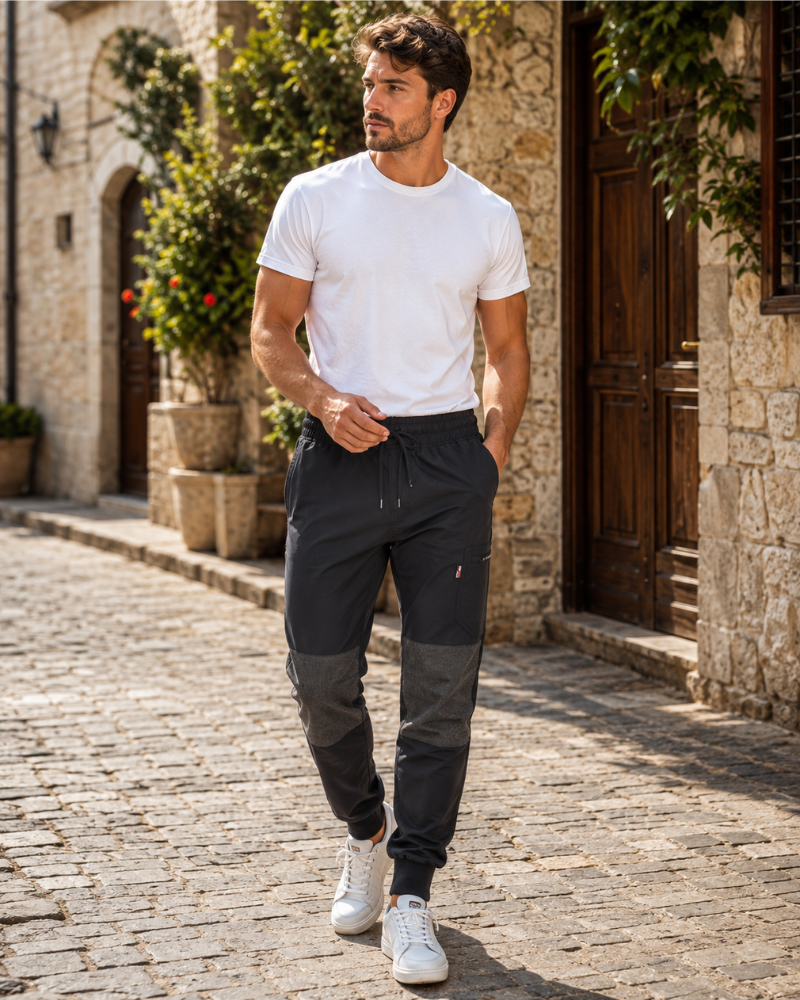Brett Men's Stretch Work Joggers – Slim Fit Utility Trousers with Reinforced Knees