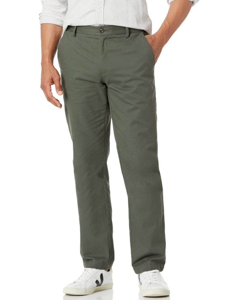 Hudson Men's Straight Fit Chino Trousers – Wrinkle-Resistant Cotton Blend Pants