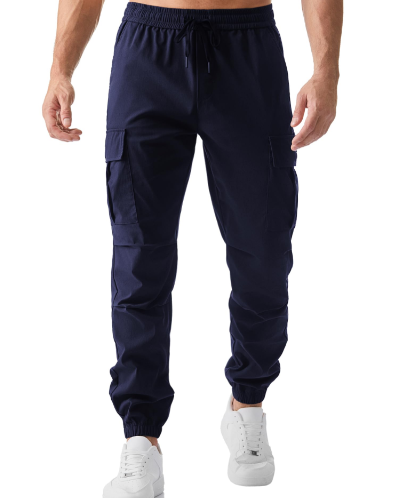 Brant Men's Cargo Joggers – Stretch Drawstring Work Trousers with Side Pockets