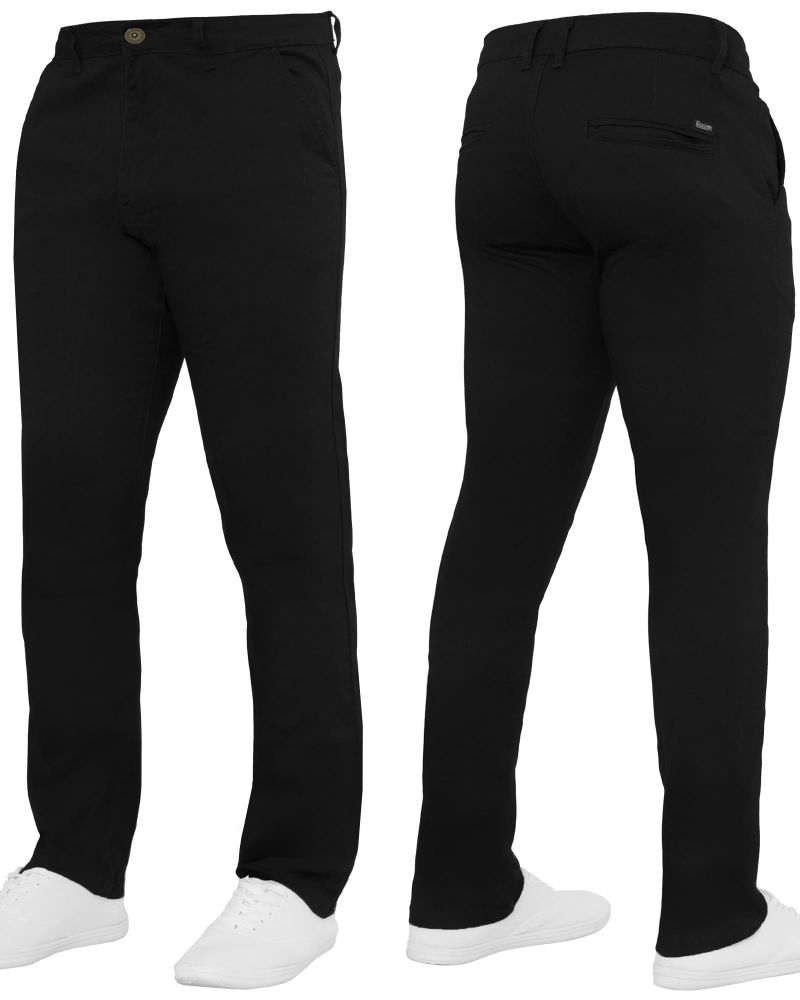 Declan Men's Slim Fit Chino Trousers – Stretch Cotton Zip-Fly Casual Pants