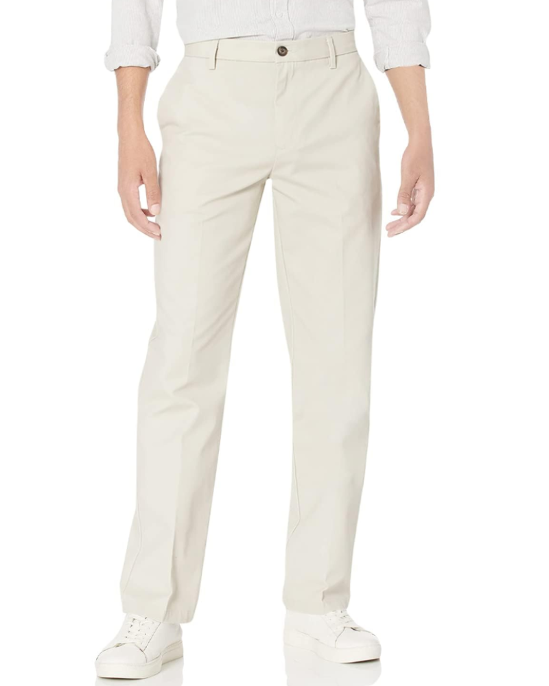 Preston Men's Chino Trousers – Straight Leg Cotton Blend Flat Front Smart Casual Trousers
