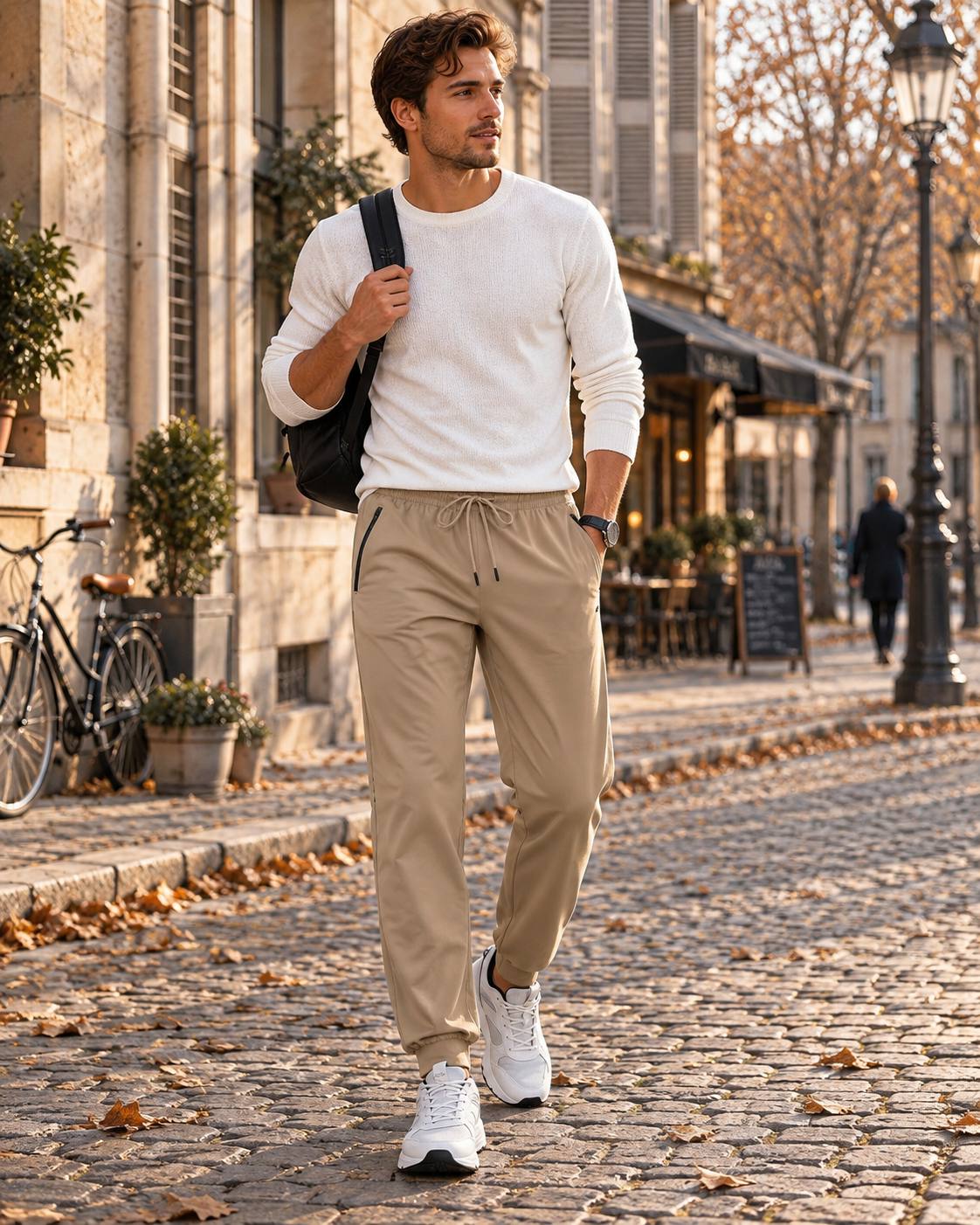 Frederick Men's Joggers – Tapered Stretch Trousers with Cuffed Ankles & Zip Pockets