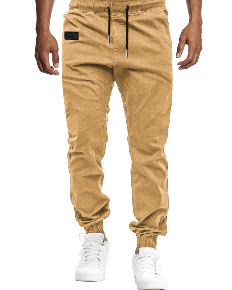 Reid Men's Cotton Joggers – Slim Fit Sweatpants with Elastic Waist & Drawstring Cuffs
