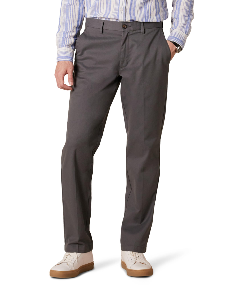 Hudson Men's Straight Fit Chino Trousers – Wrinkle-Resistant Cotton Blend Pants