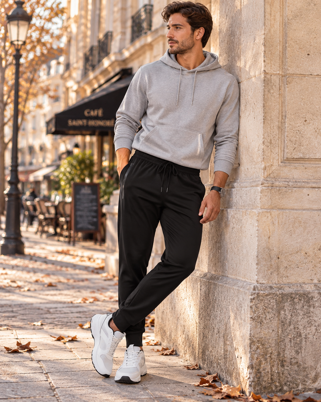 Frederick Men's Joggers – Tapered Stretch Trousers with Cuffed Ankles & Zip Pockets