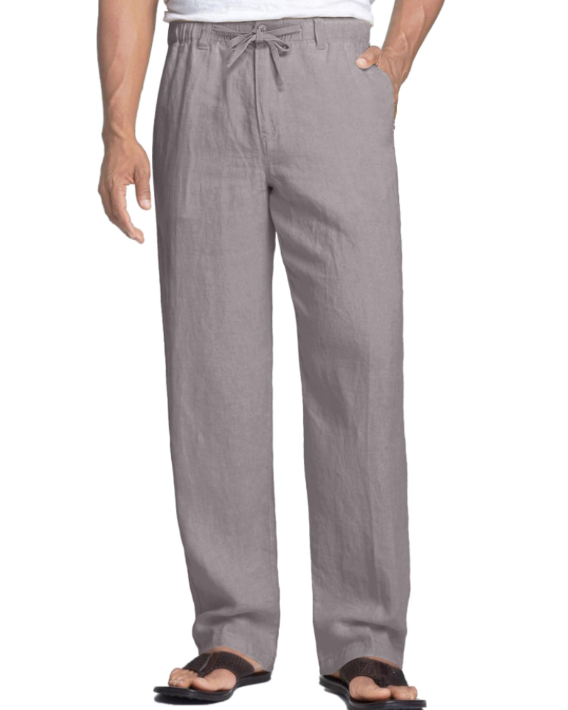 Hayden Men's Linen Blend Drawstring Trousers – Elastic Waist Casual Summer Pants