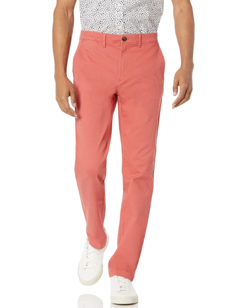 Gavin Men's Slim Fit Chino Trousers – Stretch Cotton Khaki Zip-Fly Casual Pants