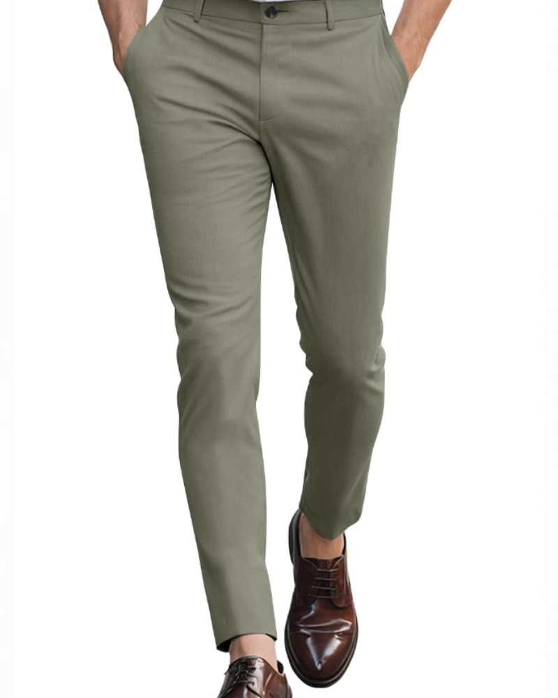 Cole Men's Slim Fit Chino Trousers – Stretch Cotton Zip-Fly Casual Pants