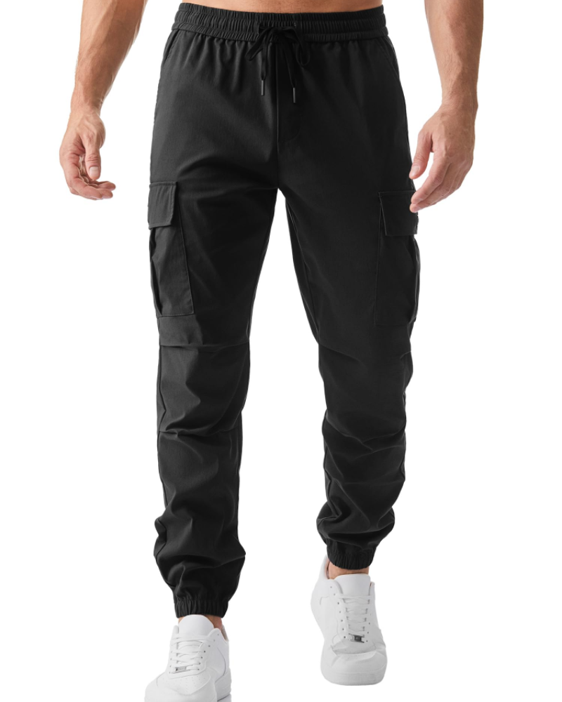 Brant Men's Cargo Joggers – Stretch Drawstring Work Trousers with Side Pockets